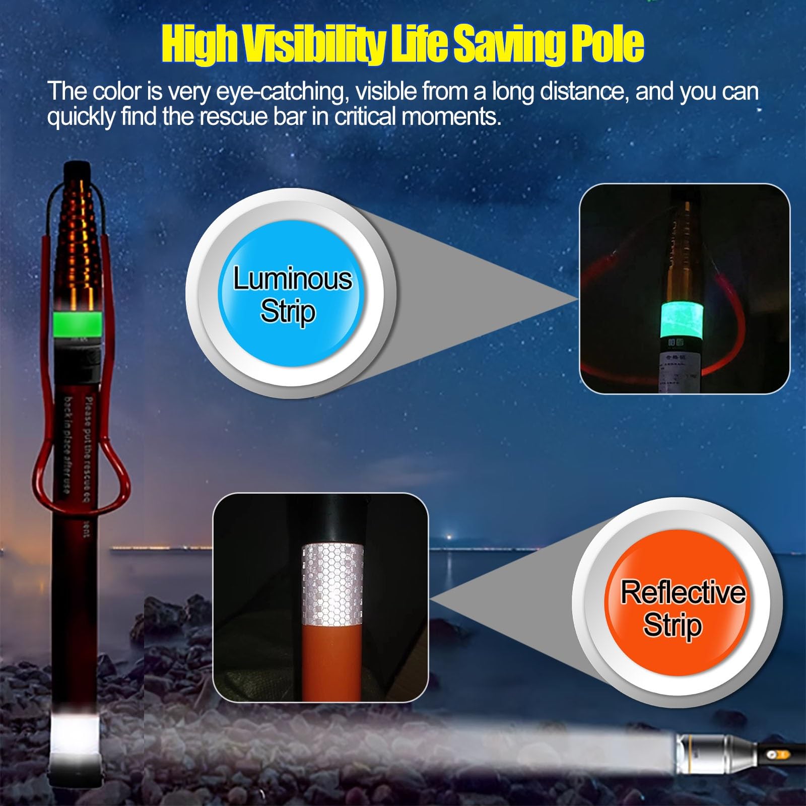 Palo Telescopico per Piscina Dispositivo Di Salvataggio Di Emergenza Estensibile Per Uso Commerciale Gancio Di Sicurezza Per Piscina Con Asta, Leggero Portatile Accessori Per Bagnini Asta Di Salvatagg