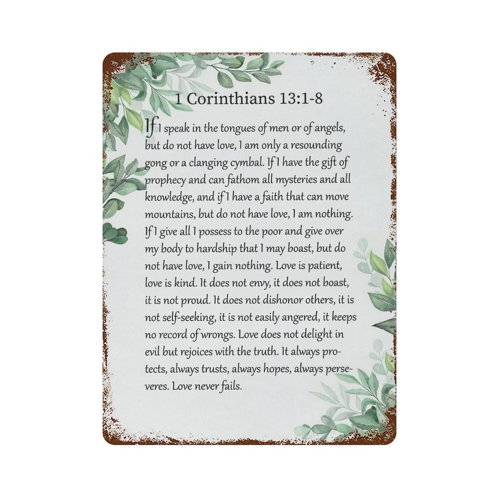 xiaoxiaoshen 1 Corinthians 13 1 Scripture Quote Wall Decor Art Metal Tin Poster Modern Home Decor Art Home Bar Shop Decorations Vintage Sign 40x30cm