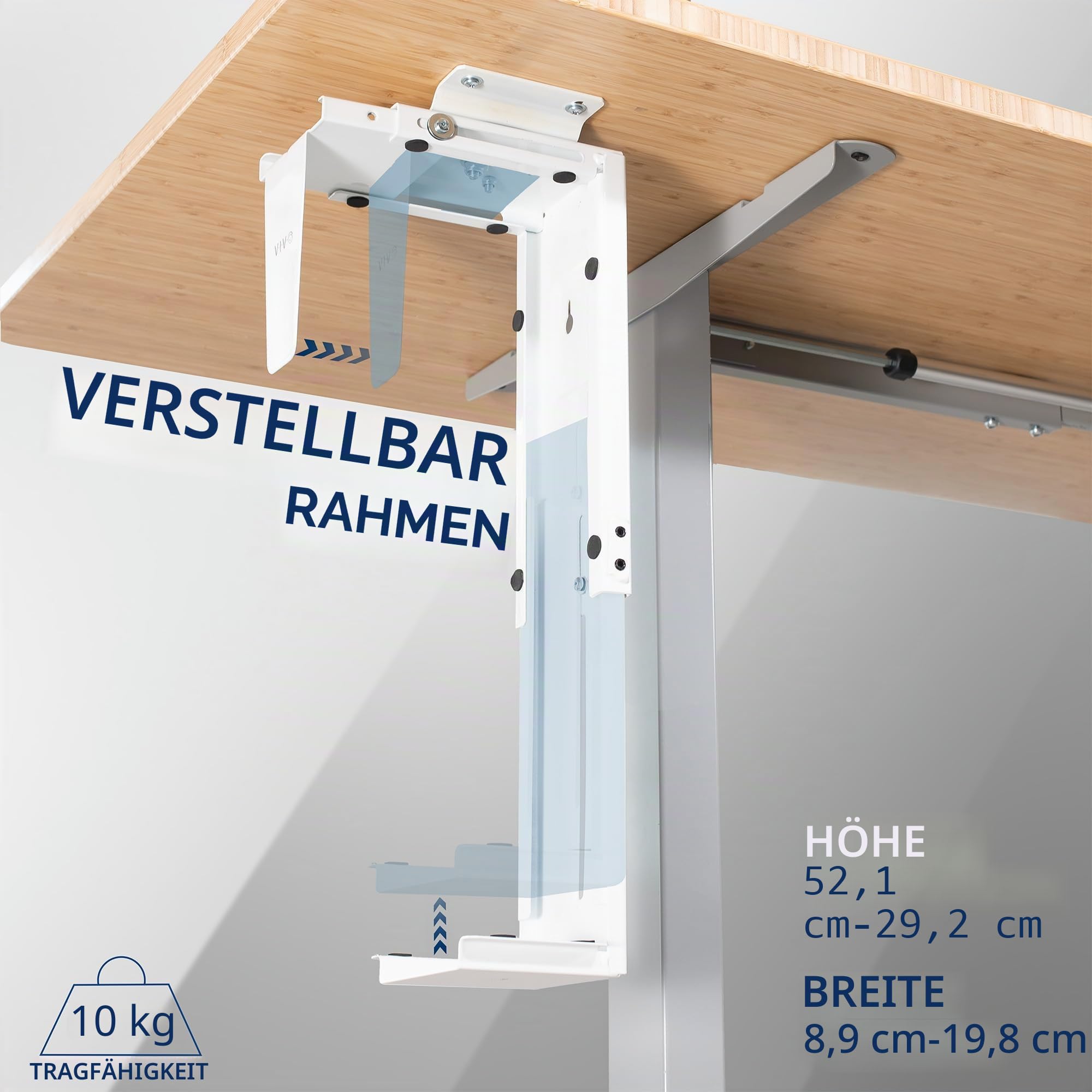 VIVO MOUNT-PC01W Verstellbare Untertisch- und Wandhalterung für PC mit 3,5 - 7,8 Zoll Breite, Computergehäuse CPU-Halterung mit Drehgelenk und sicherer Verriegelung, Weiß, MOUNT-PC01W