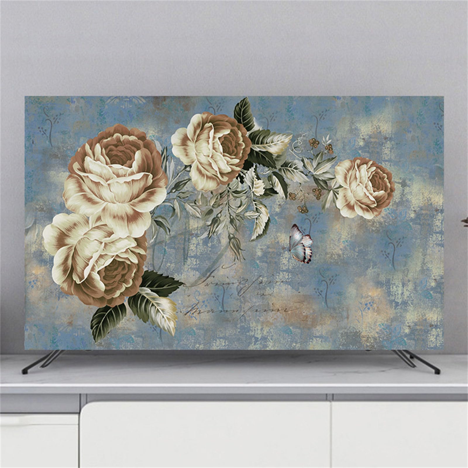 TV Staubschutzhülle 65 Zoll - 3D Blumen Muster Abdeckung Für LCD/Flach/Kurvenfernseher