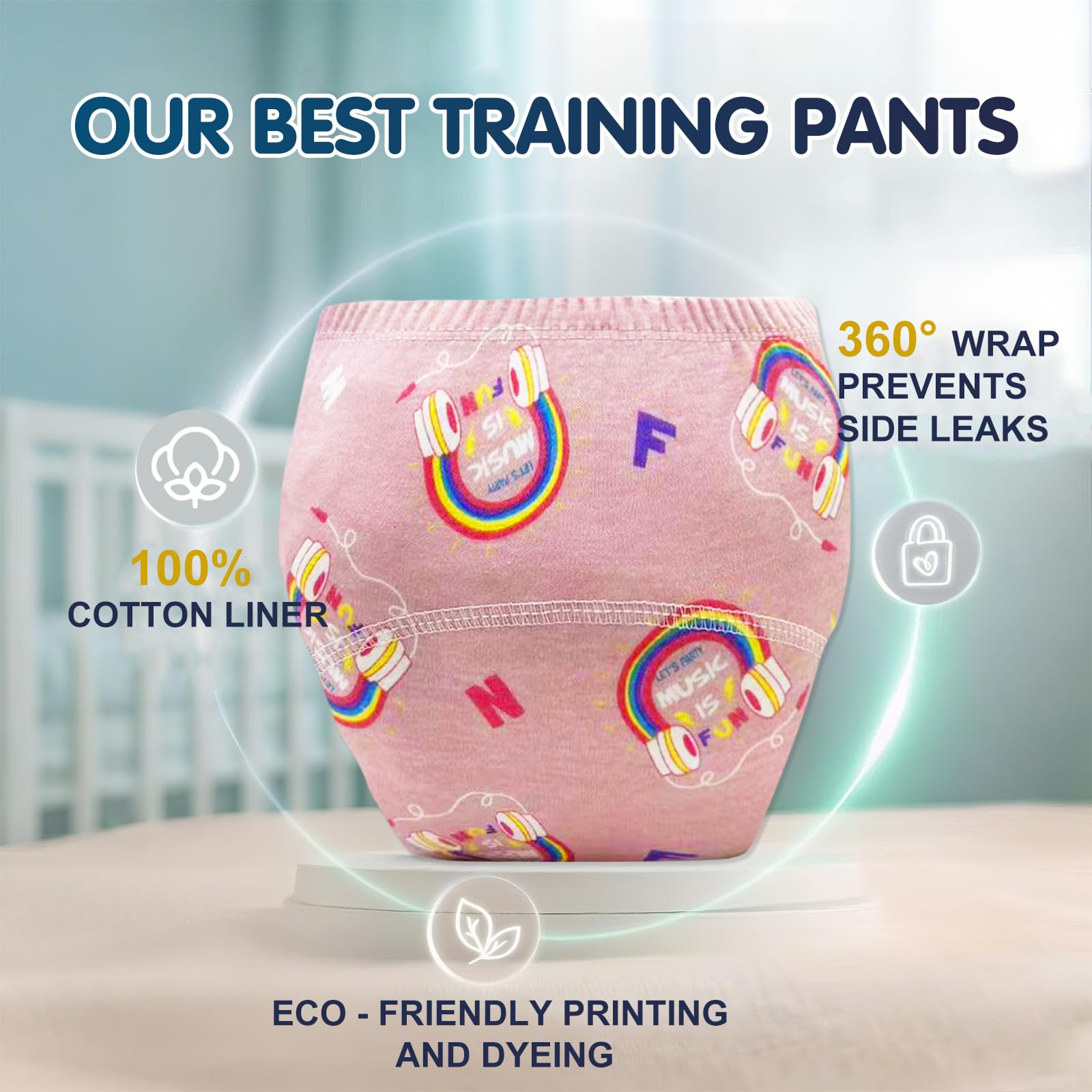 Upairy Training Pants for Boys Girls,Toddler Potty Training Underwear,Leakproof Reusable Kid Confident Panties,Children's Potty Underwear 100% Cotton for 2T-6T(10PCS,M) - 3