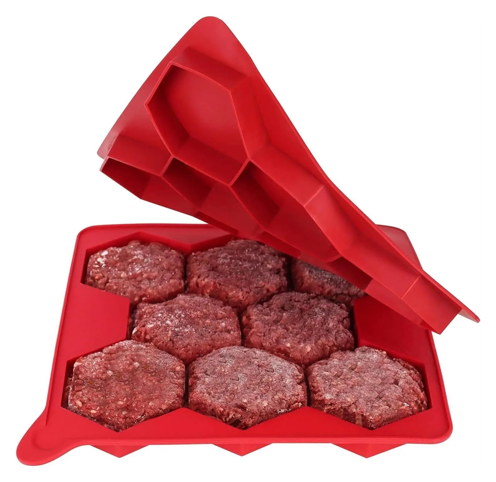 8 In1 Hamburger Patty Maker Silicone Burger Press Freezer Container