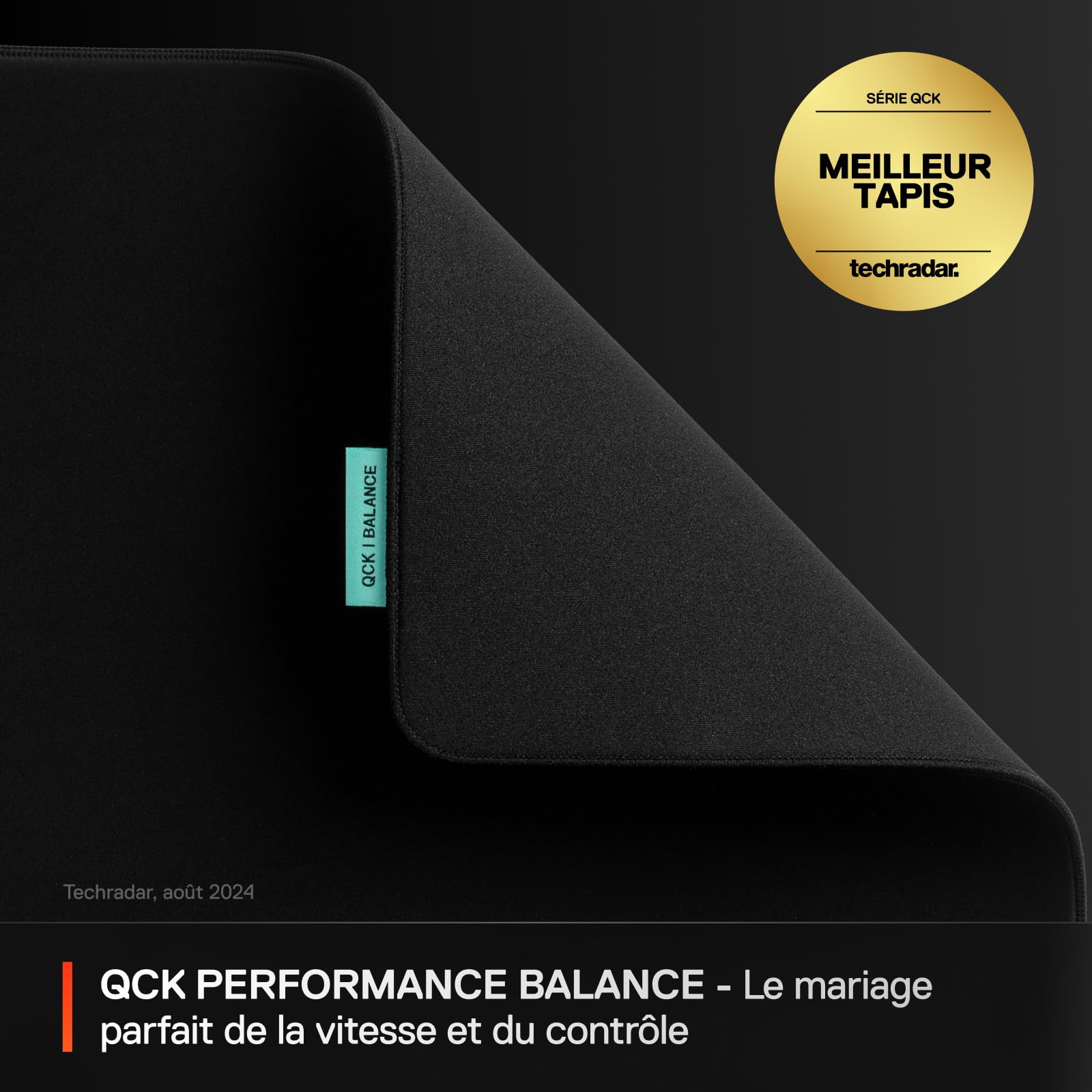 SteelSeries tapis de souris gaming QcK XL Performance Balance - Densité élevée pour une glisse fluide - Bords cousus à profil bas - Base antidérapante en néoprène - Taille 900 x 400 mm -FPS, MOBAs,RTS