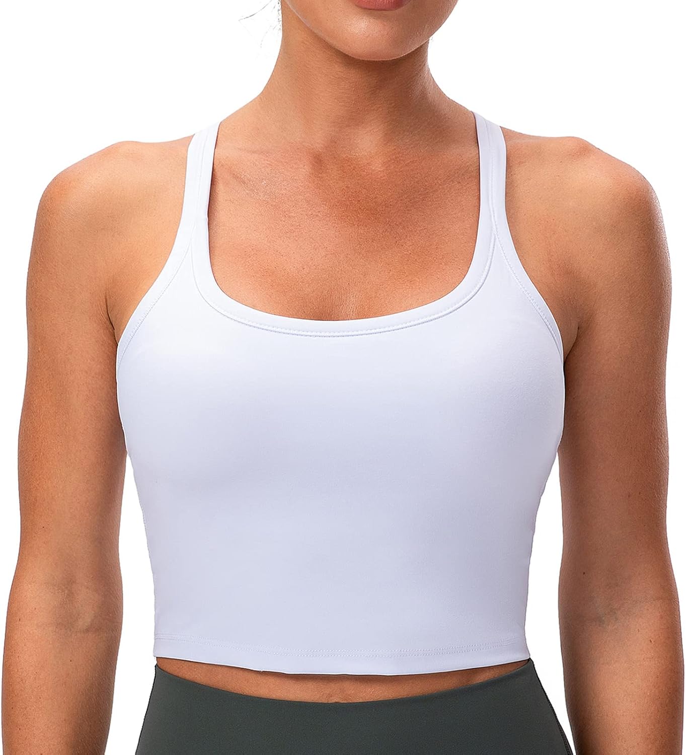 Lavento Women's Racerback Sports Bras Yoga Crop Top with Built in Bra - Image 2