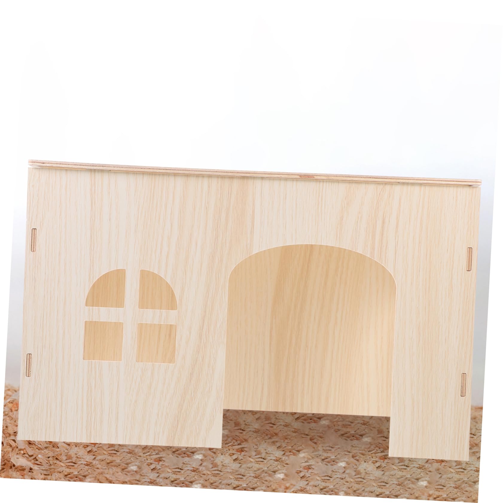 minkissy Casa de Madera Beige para Conejos y Ardillas, Nido Seguro y Cómodo para Mascotas Pequeñas, Zona de Juegos y Escondite Natural para Roedores