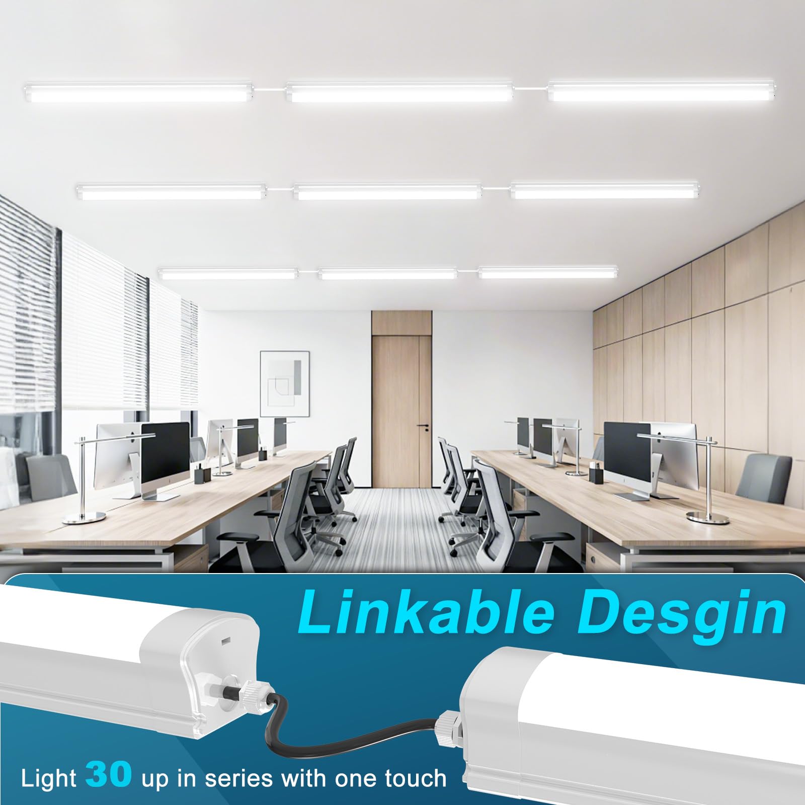Lot de 1 Réglette LED 120 cm, 36W 3960 LM Neon LED, 3 Couleur (3000K/4000K/6500K) IP65 extérieur étanche, Tubes Lumineux pour garage, Cave,entrepôt, bureau, atelier, éclairage de cuisine