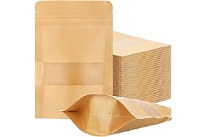300 Pack Kraft Stand Up Zipper Pouches (6x9 in)