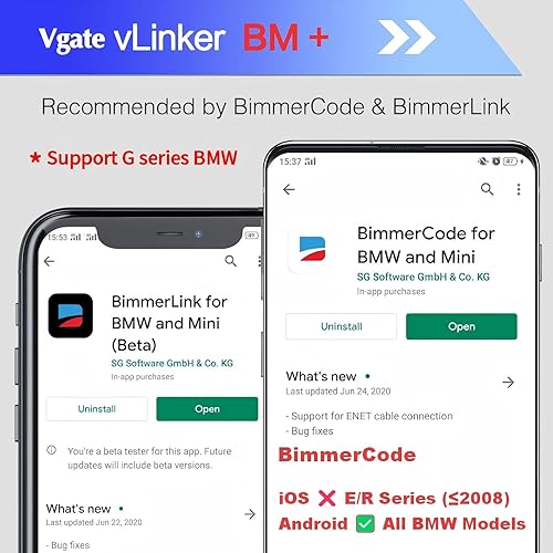 Miniatura 3 de Vgate vLinker BM+OBD2 - Escáner Bluetooth para BMWMini BimmerCode, lector de código de coche para iOS, Android y Windows