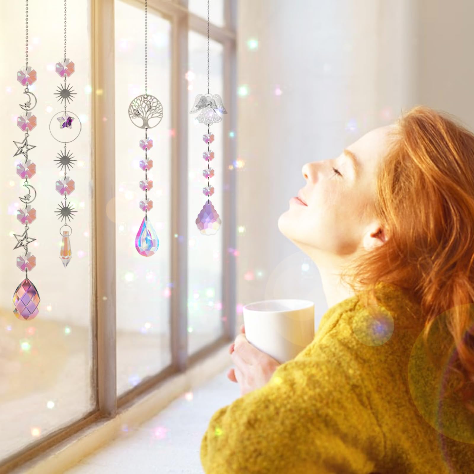 Amazon.co.jp: DKDDSSS クリスタルサンキャッチャー4個 窓用吊り下げ式