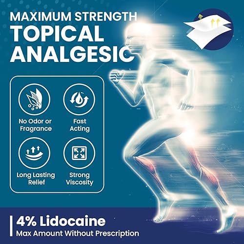 Miniatura 2 de Sumifun Parches de alivio del dolor de lidocaína al 4%, 30 unidades de parches de gel anestésico de máxima fuerza para espalda, rodilla, cuello,