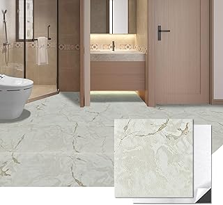 Art3d Peel and Stick Floor Tile, 30-Pack 12 x 12in. Covers 30 Sq.ft, Waterproof Vinyl Flooring Tiles Self Adhesive for Kitchen, Bathroom & Bedroom - White Grey Vein Marble