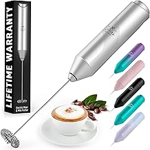 Zulay Powerful Milk Frother for Coffee - Portable & Compact Handheld Foam Maker for Lattes, Cappuccinos, Matcha, Hot Chocolate - Travel Milk Foamer Frother - No Stand Electric Whisk (Silver)