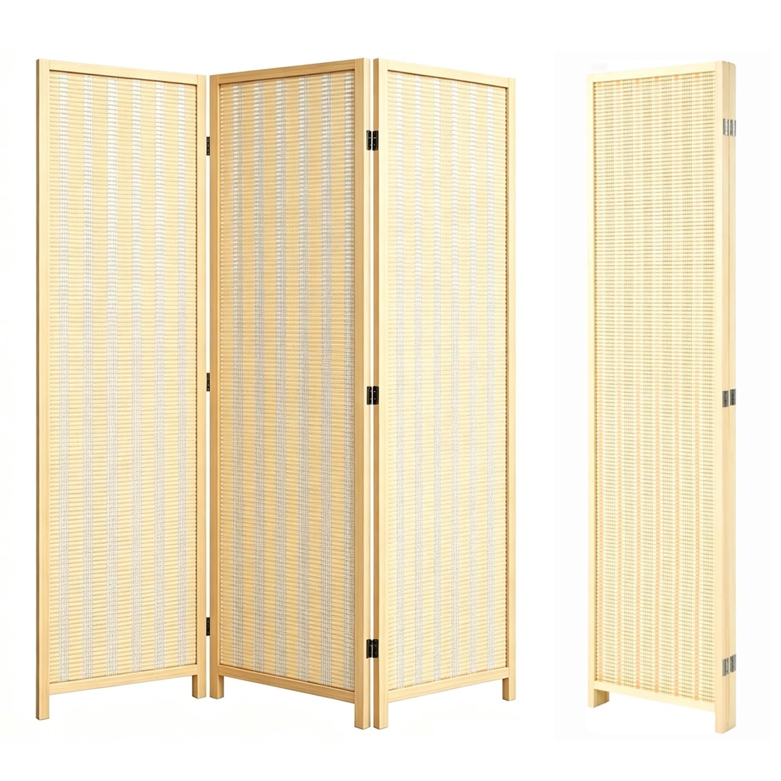 Chinese Style Bamboo Woven Panel Partition, Folding Privacy Screen, Portable Room Divider Panel, For Home Office Bedroom Decoration(170x40cm/67x15.7in,3-panel)
