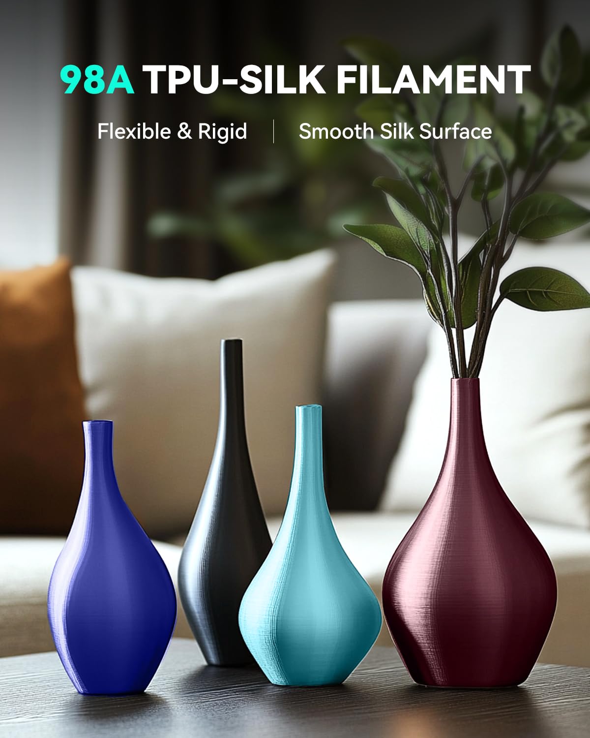 SUNLU Filament TPU-Silk Pour Imprimante 3D, Filament TPU 98A De 1,75 Mm, Surface En Soie Brillante, Précision Dimensionnelle +/- 0,03 Mm, 1 Kg