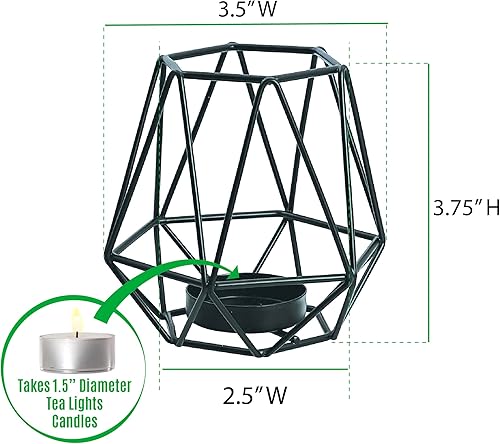 Miniatura 3 de Lily's Home Juego de 2 portavelas hexagonales geométricos para velas de té, perfectos para decoración del hogar y la sala de estar, chimenea de