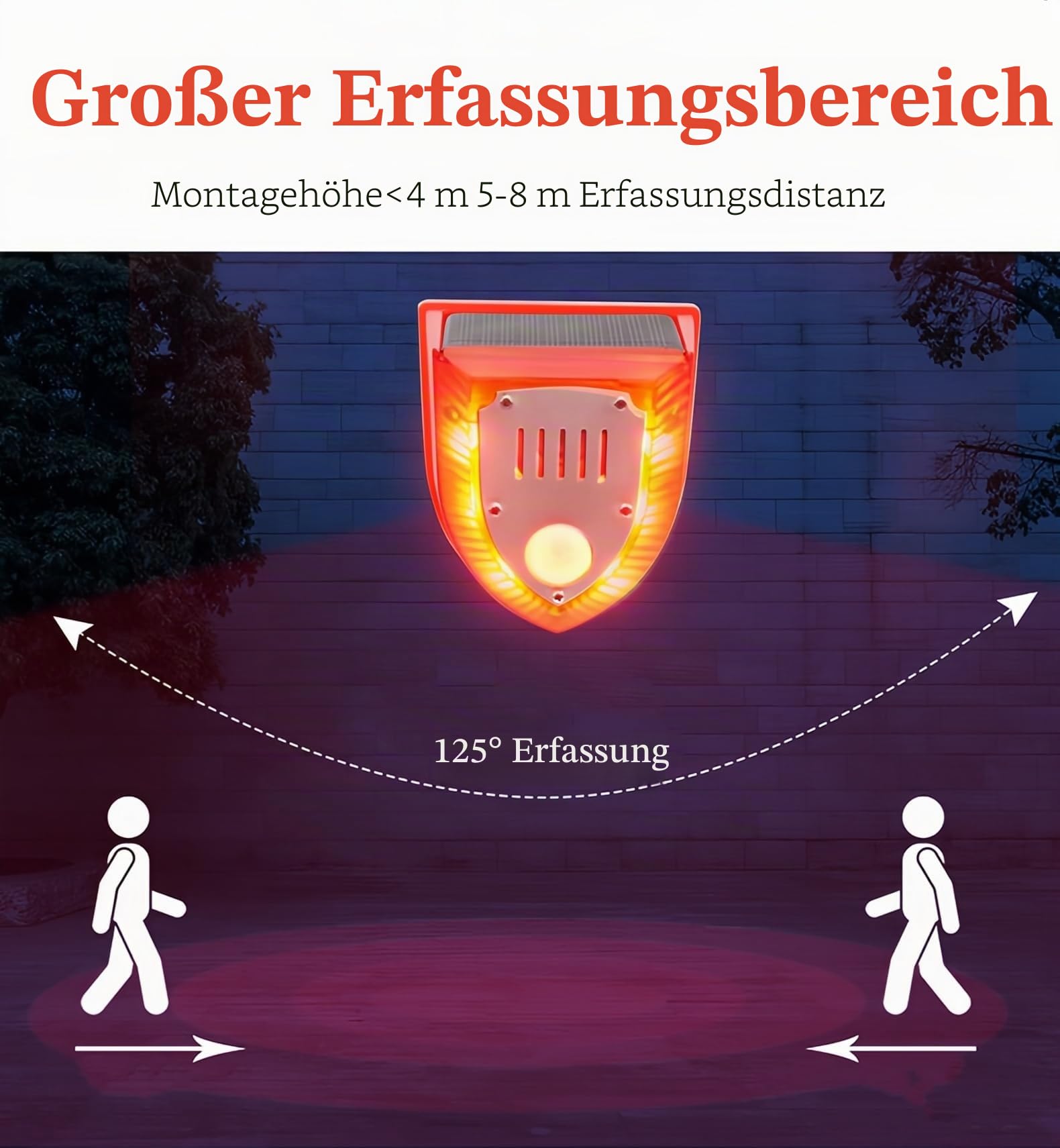 3-Pack Solar-Sicherheits-Alarm beleuchtet Bewegungssensor Gunshot Sounds für Bellen Sound 129dB Laute IP65 wasserdichte Licht Strobe Licht Warnlampe für Outdoor