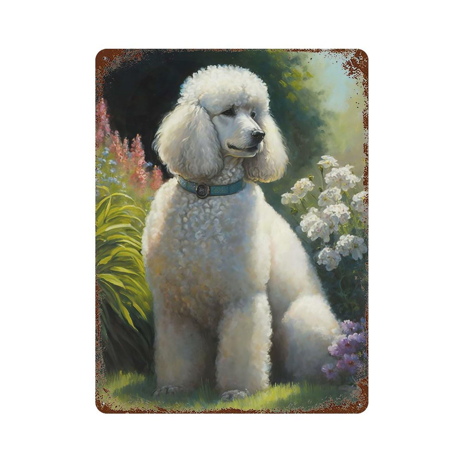 Vintage Rust Metal Sign with Poodle Style 7 Design 15.7"x11.8", for Farmhouse, Kitchen And Entryway Decor, Novelty Wall Decor