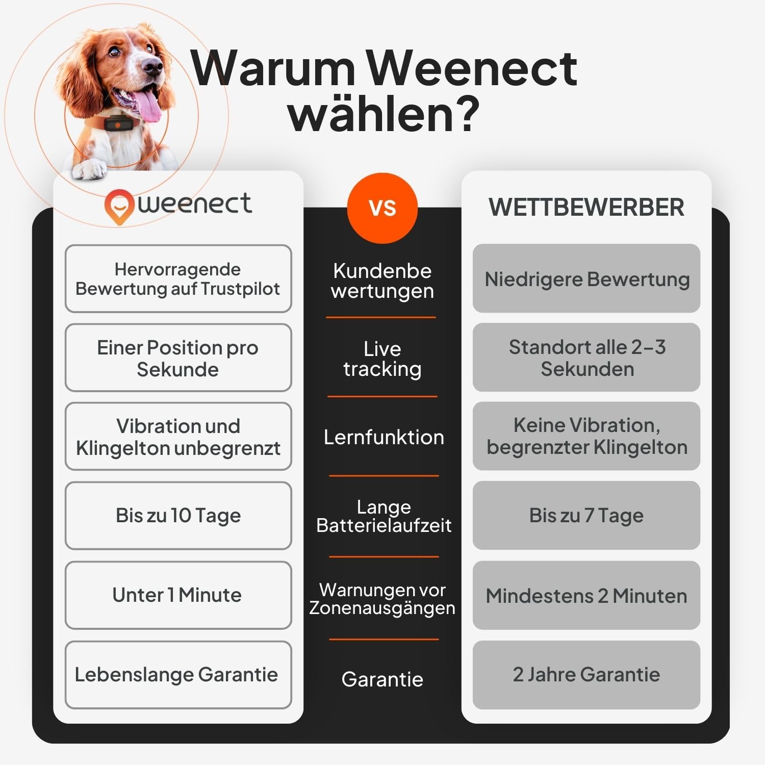 Weenect Hund XS – Mini GPS-Tracker für Hunde | Echtzeit-Tracking | Wasserdicht | Kleinstes Modell auf dem Markt | Funktioniert mit Abonnement