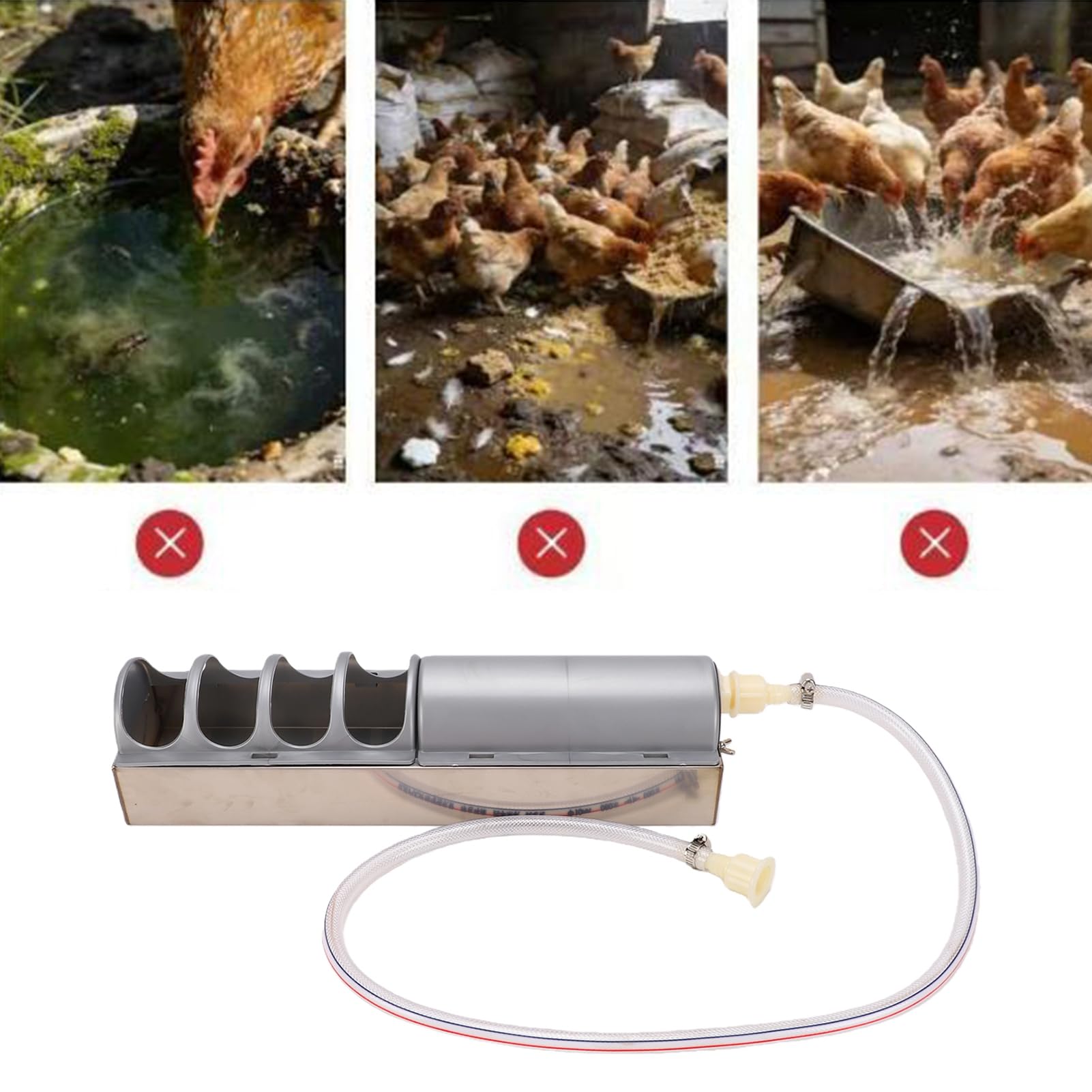Haofy Abbeveratoio Automatico per Polli, Valvola a Galleggiante in | Acciaio Inox, Porte Multiple, Attacco Tubo, Abbeveratoio per Anatre e Oche