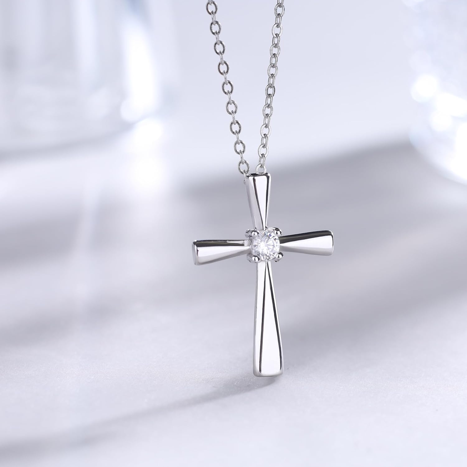 GAVU Dainty Cross Pendant Confirmation Necklace, 925 Sterling Silver Small Cross Necklace for Women - Image 5