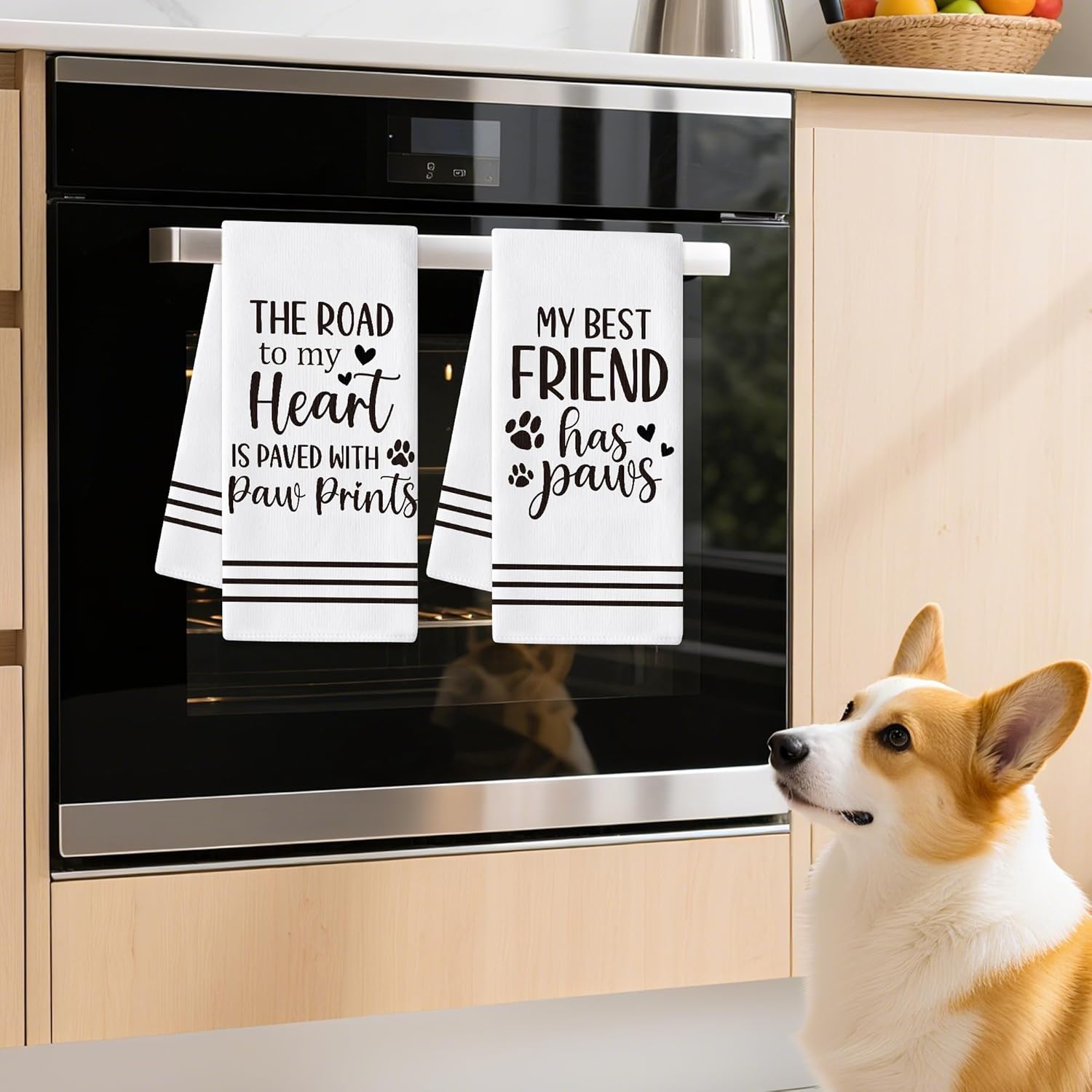 GROBRO7 Paws Prints Hand Towel - 6Pcs Dog Paw Print Bathroom Decor Kitchen Dishcloths Set Soft Polyester Towels for Bath Bar Dining Room Decor Cute Puppy Lovers Gifts for Men Women Housewarming - Image 4