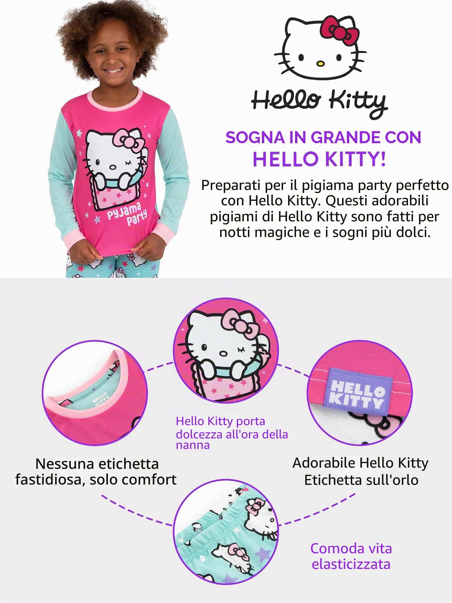 Hello Kitty Pigiama Bambina | Pigiama Ragazza | Pigiami Bambina | Rosa età 4-5 Anni