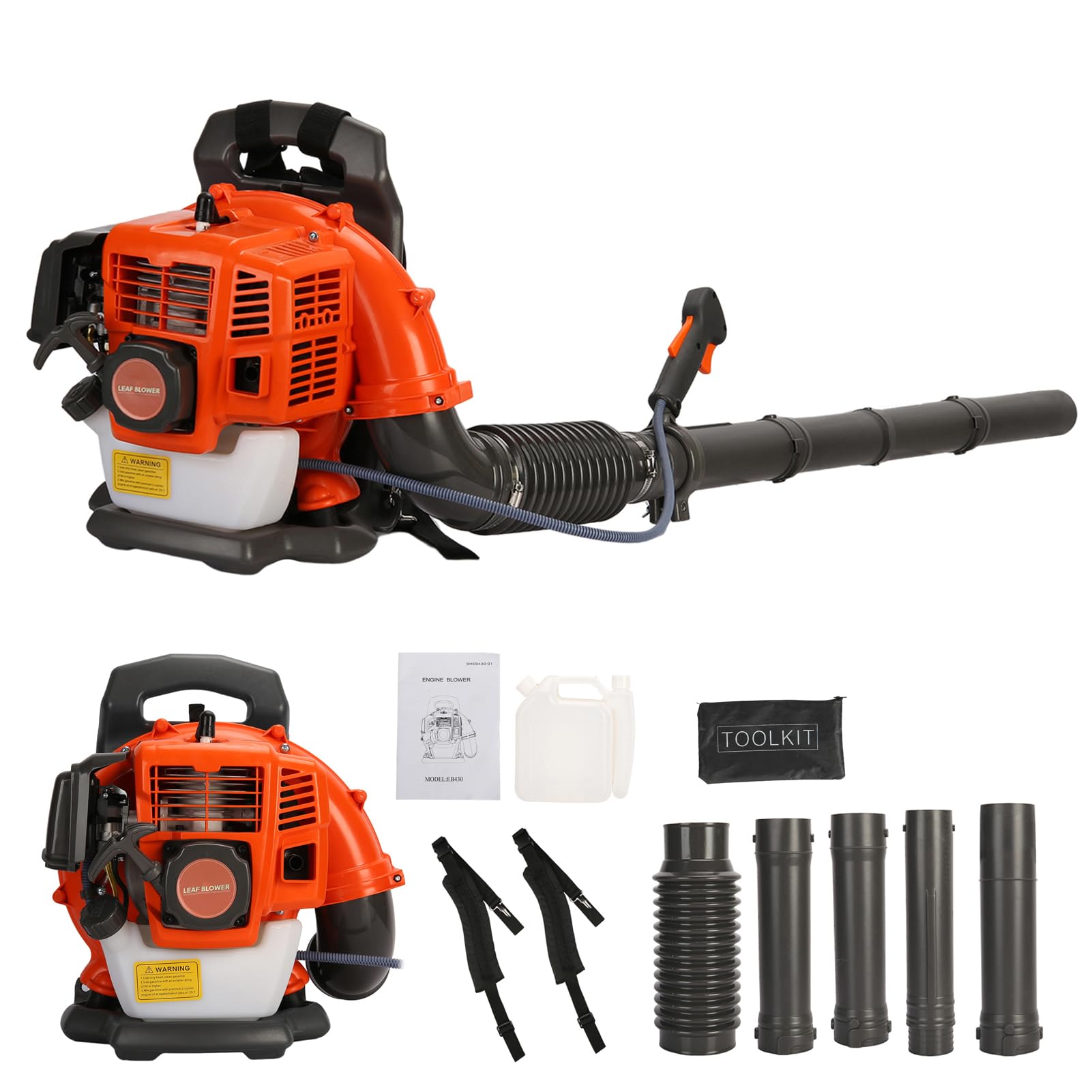 Plecak 52CC Dmuchawa do liści gazowych 2-suwowa dmuchawa do liści gazowych 550 CFM 3HP Heavy Dmuchawa gazowa na duże podwórka, rynna, ogród, farmy, odkryty śnieg dmuchawa