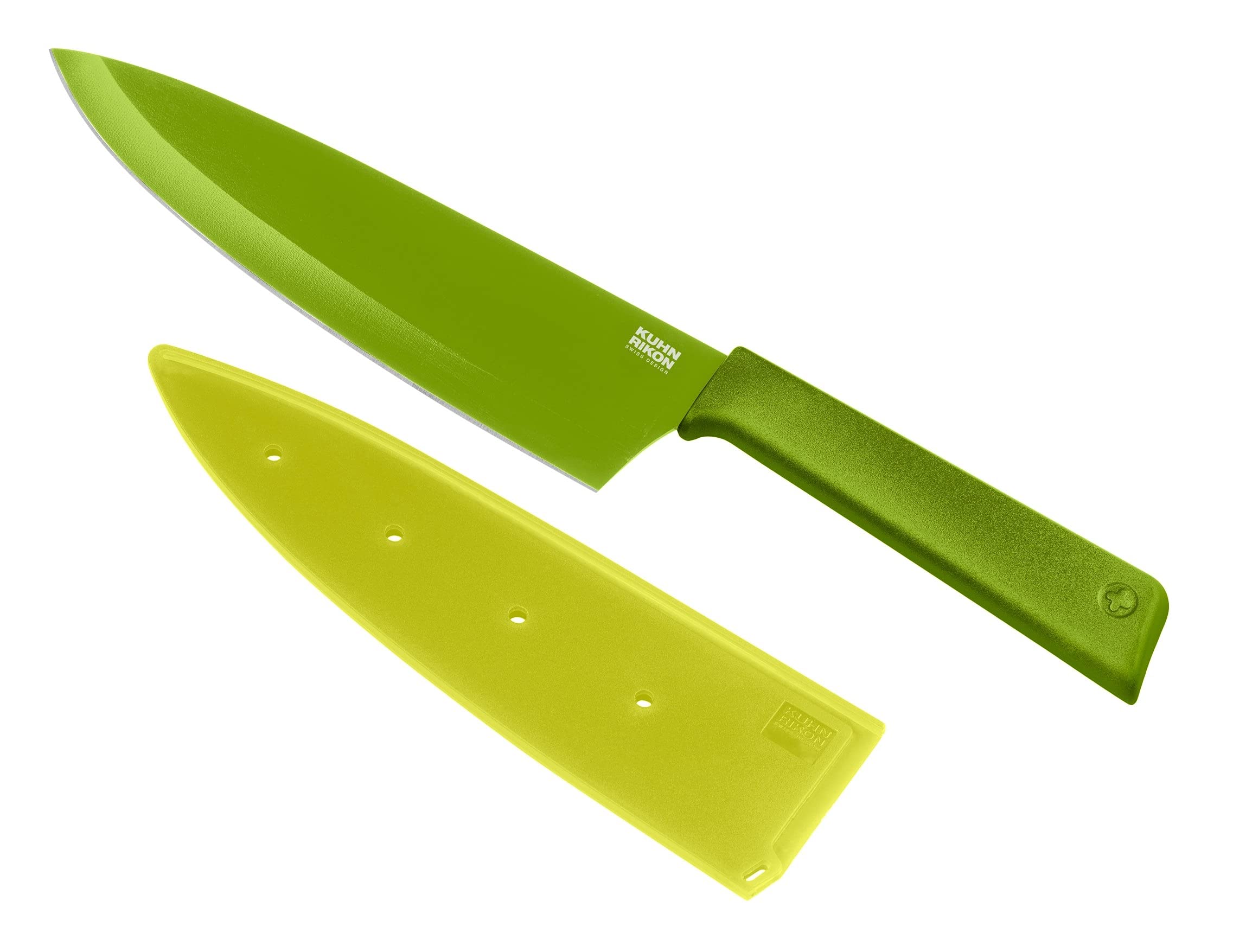 KUHN RIKON Colori+ Non-Stick Chef's Knife with Safety Sheath, 30 cm, Green