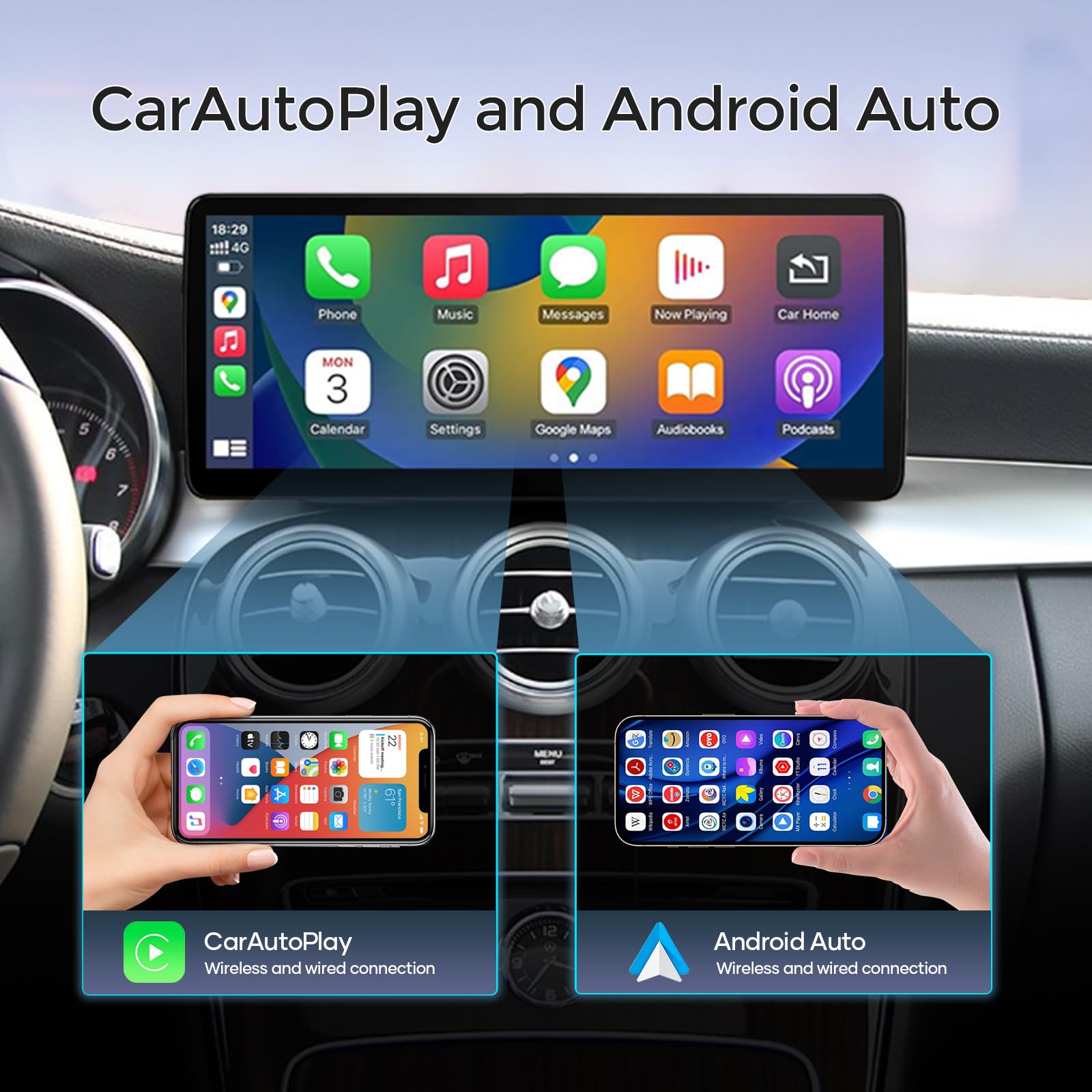12.3" HD Car Radio Screen Stereo GPS per Mercedes C W205 GLC 253 NTG 5.0 Android 8 core Qualcomm 8 GB + 128 GB built-in Wireless CarPlay Android Auto DSP IPS 4G WiFi Bluetooth 5.1