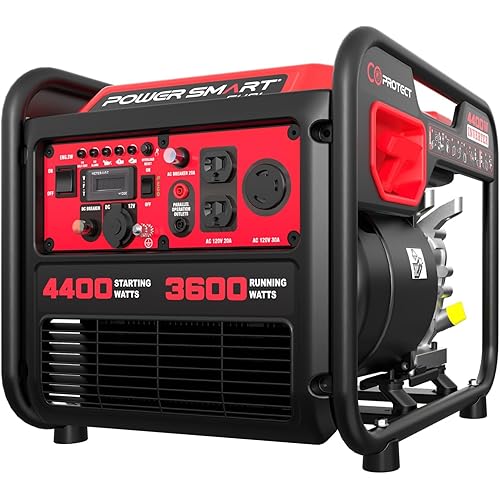 4400-Watt Portable Inverter Generator, PowerSmart Gas Powered, CO-Sensor, Lightweight & Quiet for Home Use and Emergency Backup, Camping, EPA Compliant