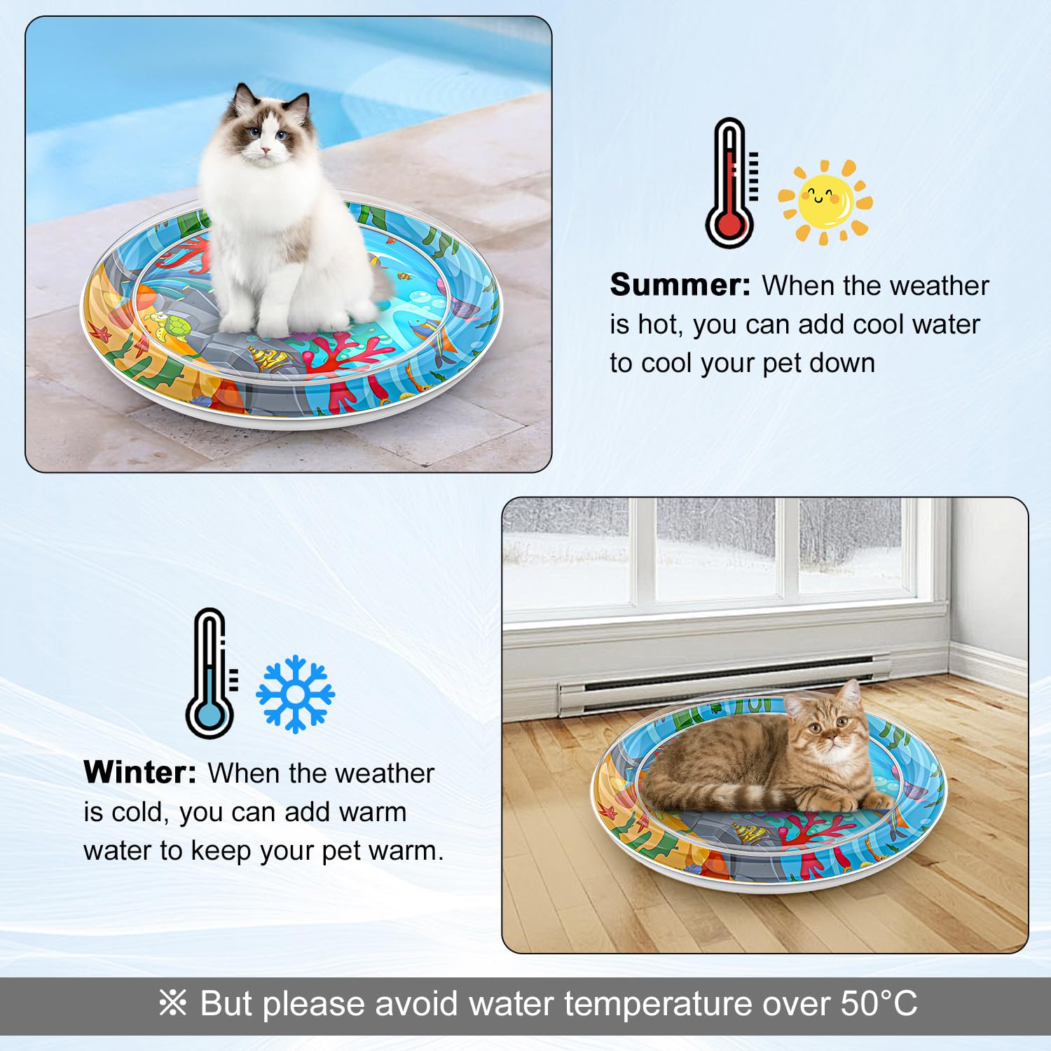 Cat Water Upstream Lotus, Nueva alfombra de refrigeración duradera para mascotas 2025, cama de agua interactiva engrosada para perros (B)