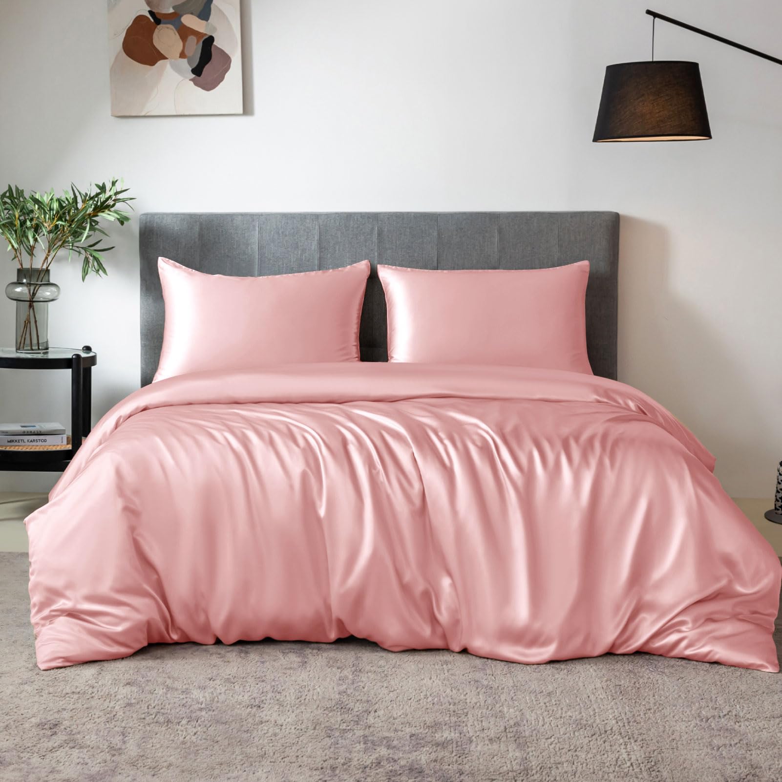 TXHSILK 100 Silk Sheets 7A Silk 3 Pieces Bed Sheets Breathable Smooth 1 Duvet Cover 2 Pillowcases with