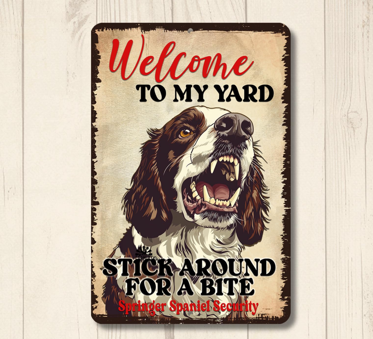 Springer Spaniel Welcome Yard House Sign funny warning security dog metal home decor