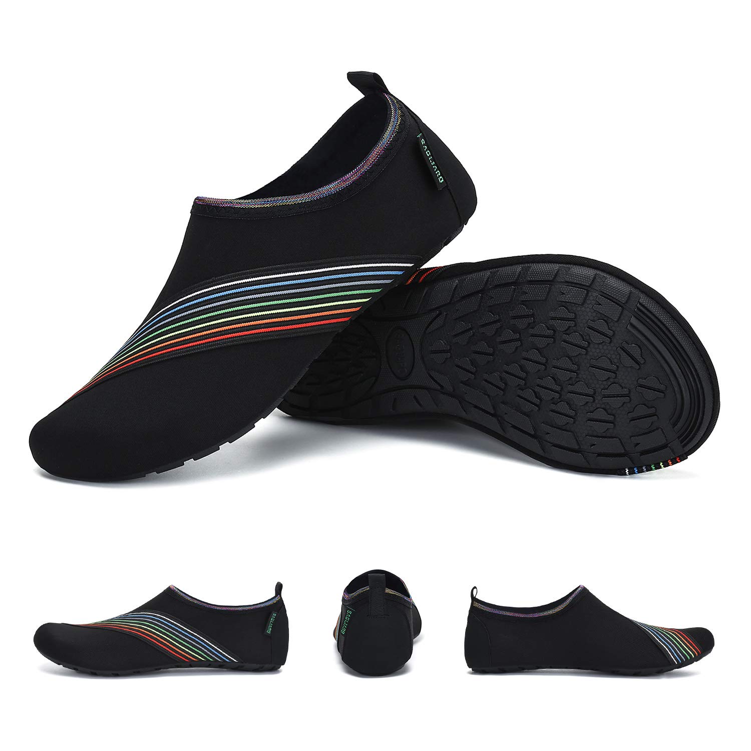 SAGUARO Femme Chaussures d'eau Homme Chaussures de Plage Unisexe Chaussures Aquatiques Respirant Séchage Rapide Chaussures de Natation Noirfoncé 40/41 EU