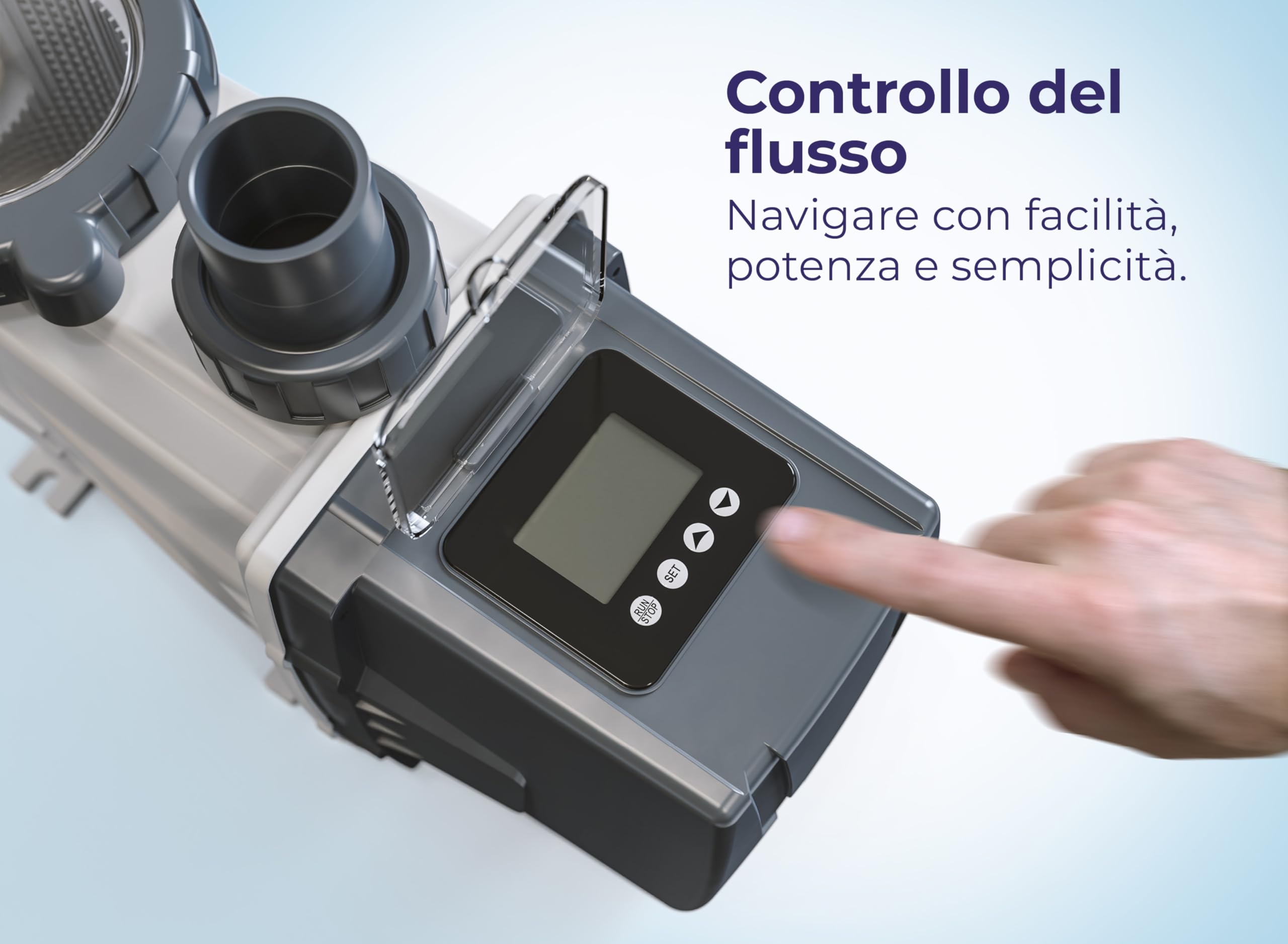 Gre VSG75 - Pompa per Piscina a Velocità Variabile per Piscine con un Volume fino a 65m3. 750 W di Potenza e 4 Velocità