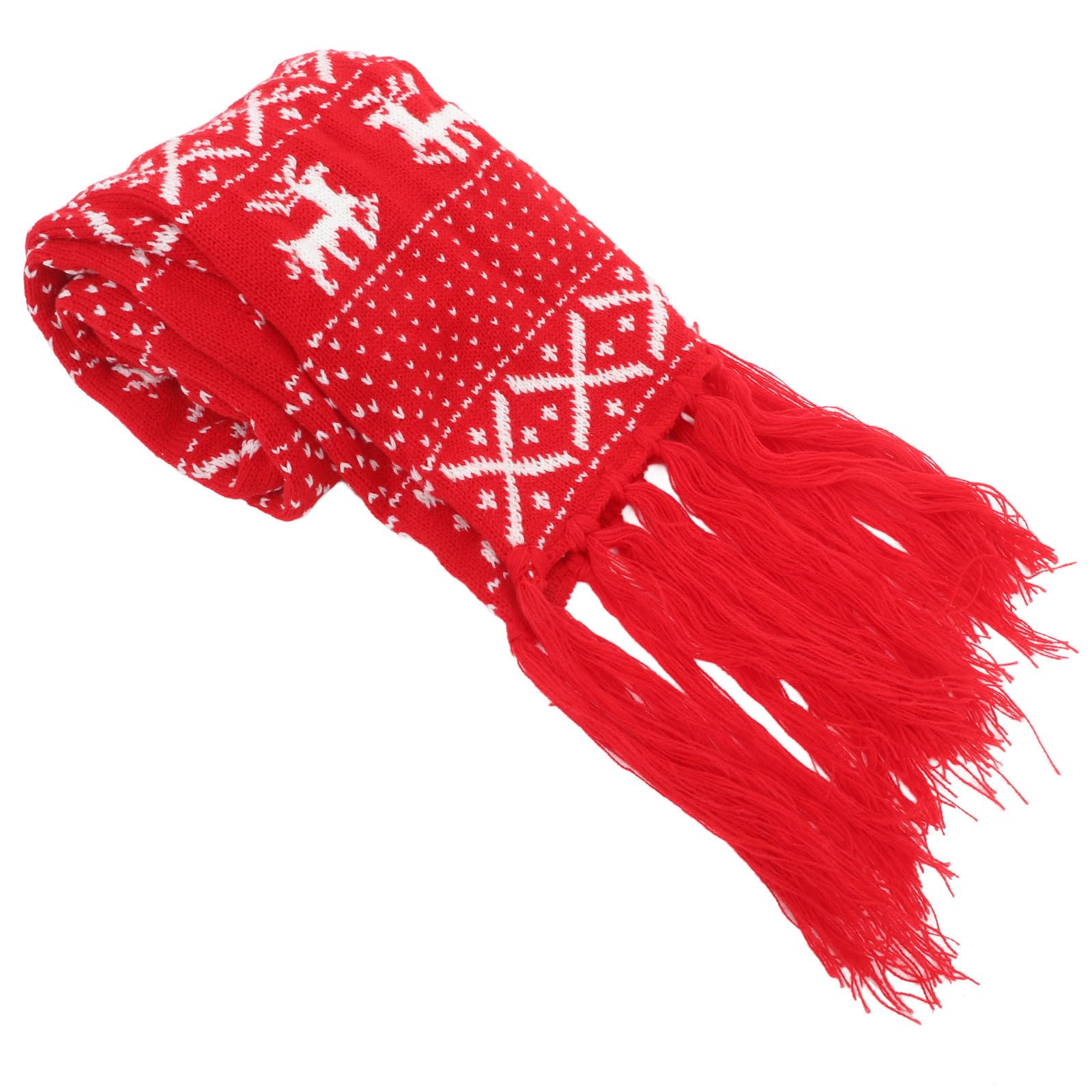 SHINEOFI Sciarpa Natalizia in Lana Rossa con Decorazioni a Fiocchi, Sciarpa Calda e Lavorata a Maglia per Inverno Freddo e Occasioni Formali, Elegante e Confortevole