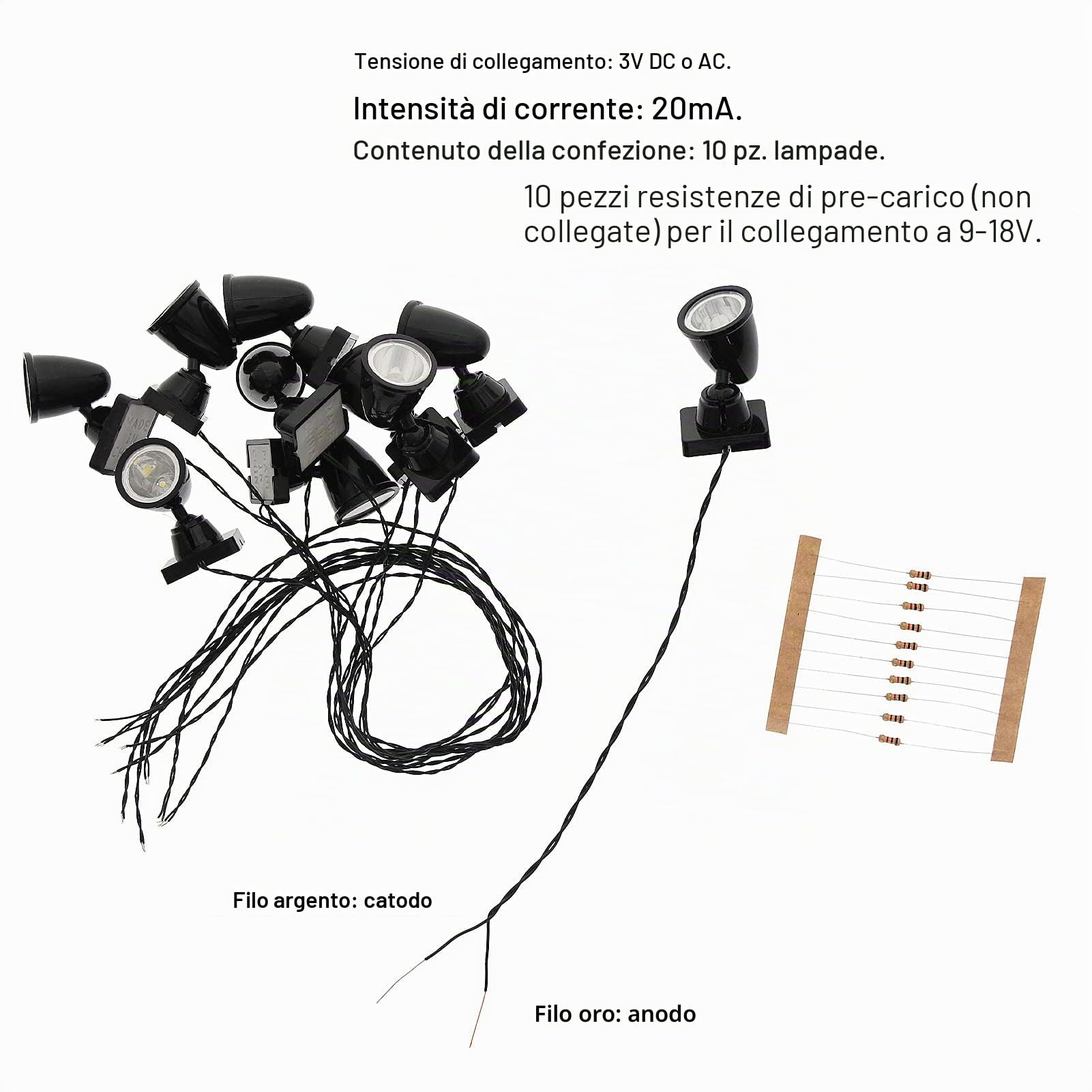 Evemodel LYC18 10 pz Modello Ferroviario Natale Lampada Post Luci di Inondazione O Scala LED NUOVO