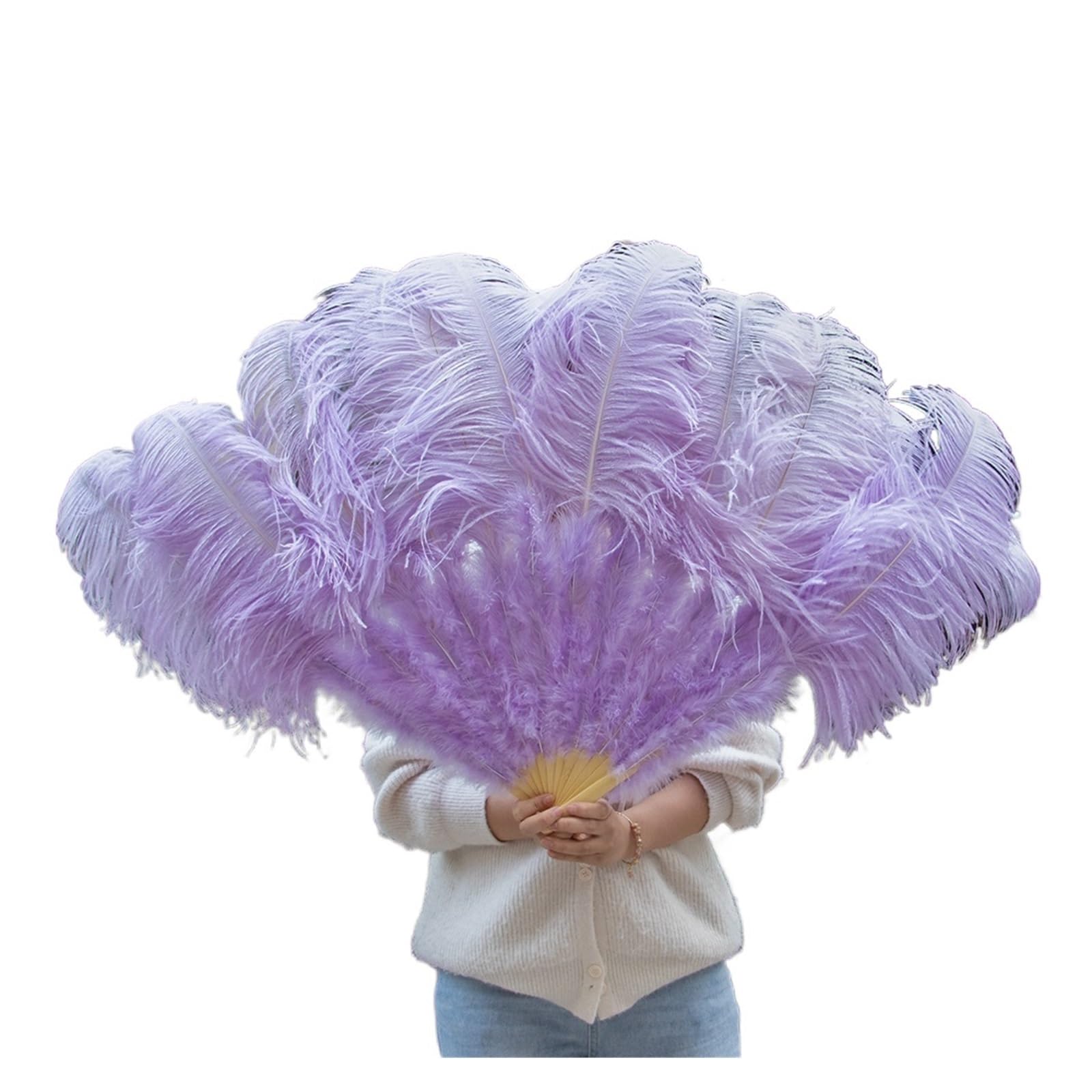 Éventail pliable en plumes d'autruche marabout 130cm accessoire de shooting photo et festival
