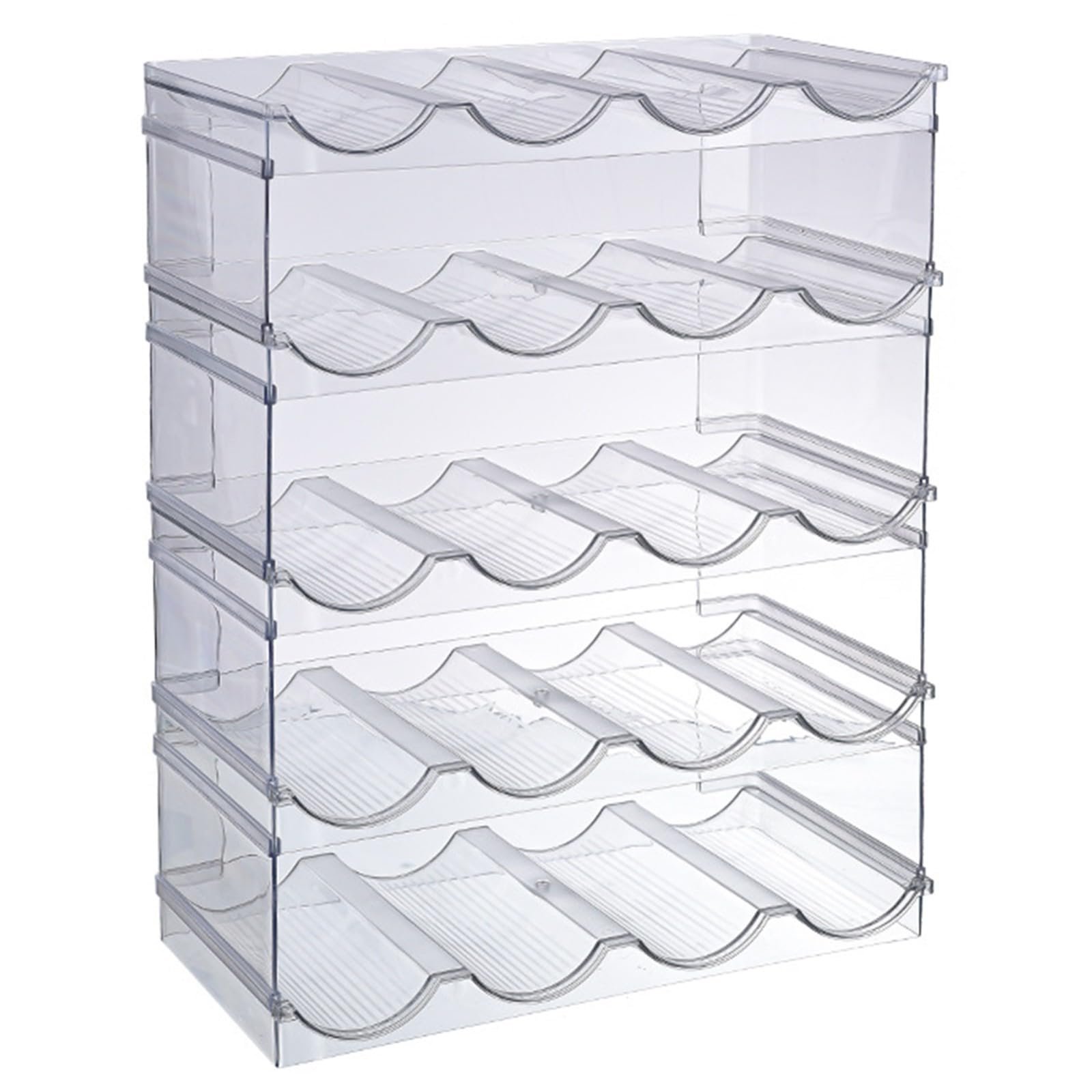 Soporte para Botellas De Vino Apilable para Nevera, Armario, Encimera, Organizador De Botellas De Agua Botellero Vino Nevera, Transparente Botellero Encimera, Botellero Vino 5 Layer