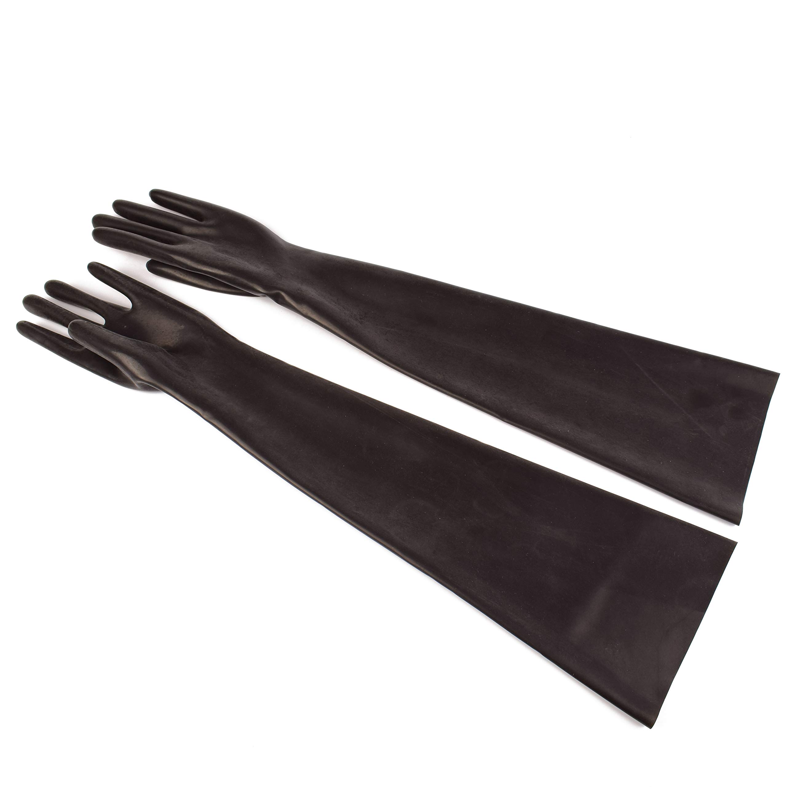 Rubberfashion - Paire de gants sexy en latex pour pratiques sexuelles - unisexe - longueur coude SECOND CHOIX - noir 0.4 Medium