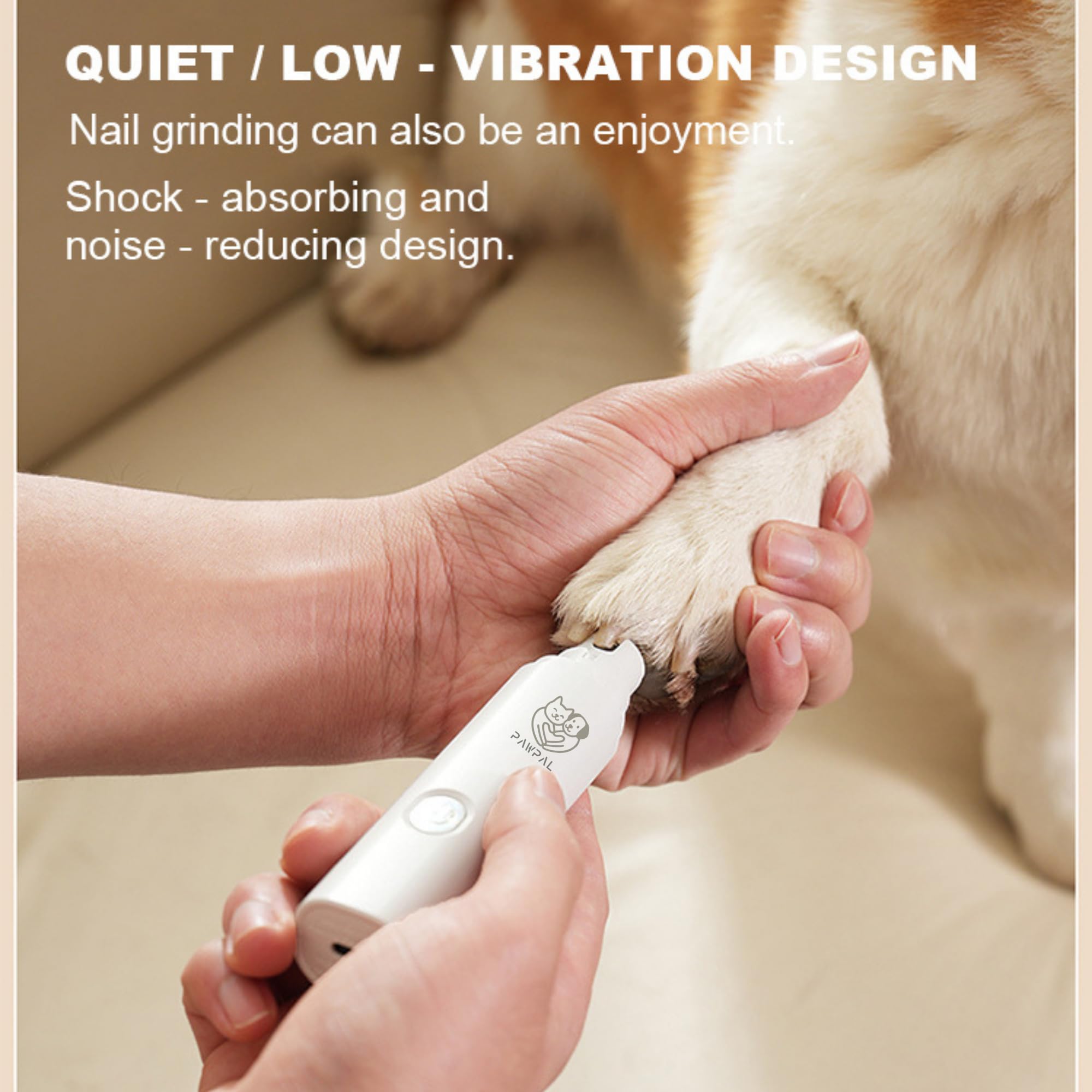 Dog Nail Grinder– Professional 2-Speed Electric Rechargeable Pet Nail Trimmer Painless Paws Grooming & Smoothing for Small Medium Large Dogs and Cats (White) - image 4