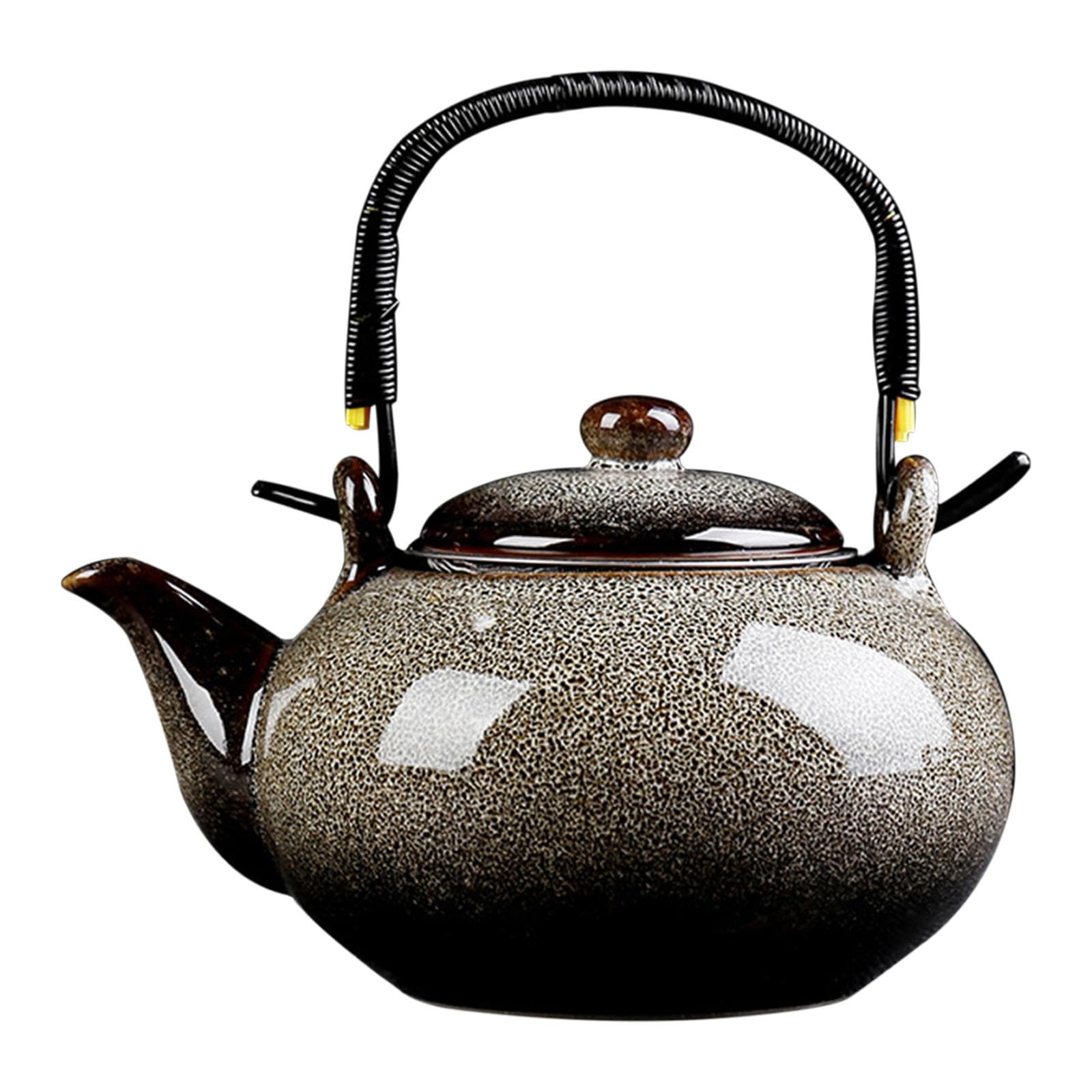 Tetera de Cerámica, Tetera de Cerámica de 750ml con Mango, Tetera para Hervir Agua Caliente para Camping, Hotel, Regalo para Té, Picnic, Gris, Individual
