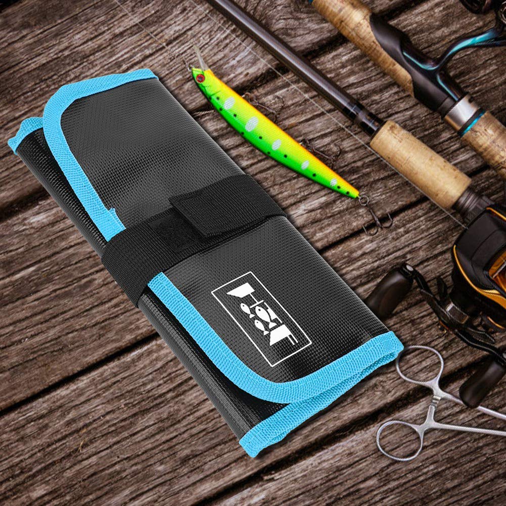 Alomejor Borsa Pesca Impermeabile Portatile per Esche Jigs Cucchiai Lure Custodia Organizzata Accessori da Pesca All'Aperto Blu Sportiva