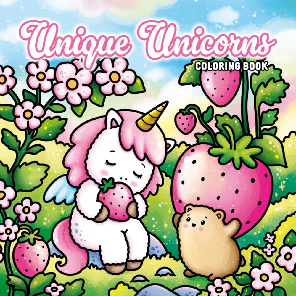 Unique Unicorns Coloring Book: Cute Unicorn Animals Coloring Book with 40 Magical Pages – Bears, Cats and Adorable Fantasy Creatures for Kids, Teens and Adults