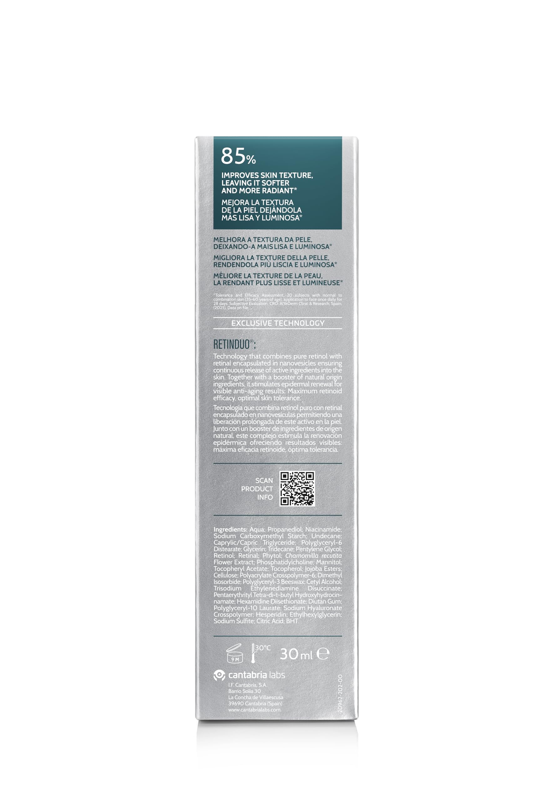 Cantabria Labs Endocare Renewal Sérum rétinoïde 30 ml - Sérum anti-âge au rétinol pur, au rétinol et un booster - Renouvelle et retexturise la peau - Convient à tous les types de peau, y compris