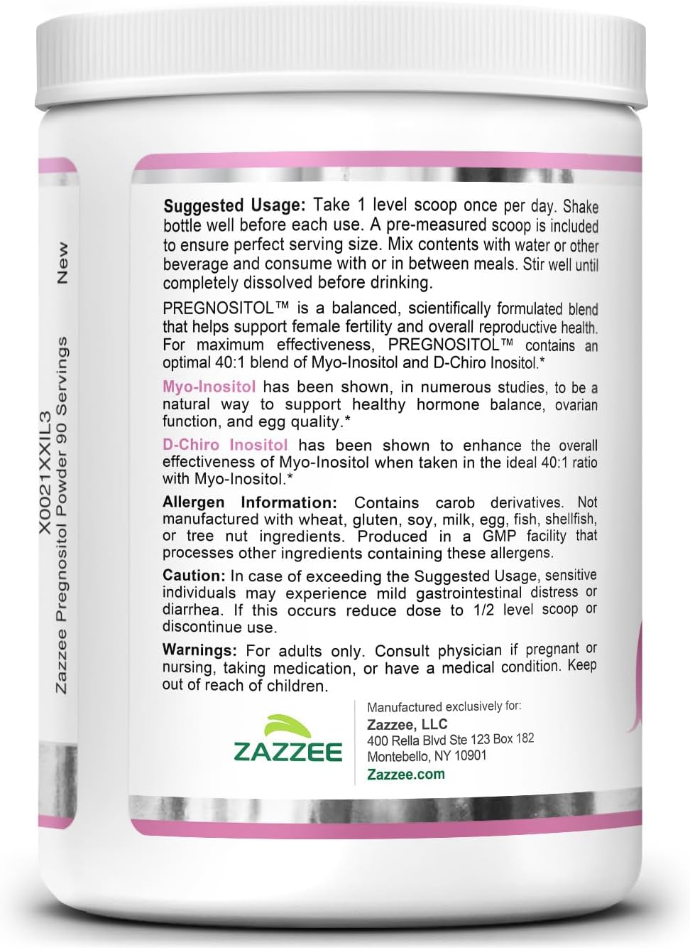 Zazzee PREGNOSITOL Powder, 3 Month Supply, Myo-Inositol and D-Chiro-Inositol 40:1 Fertility Blend, Free Scoop for Exact Dosage, Premium Balanced Formula, 90 Servings, Vegan, All-Natural and Non-GMO - Image 9