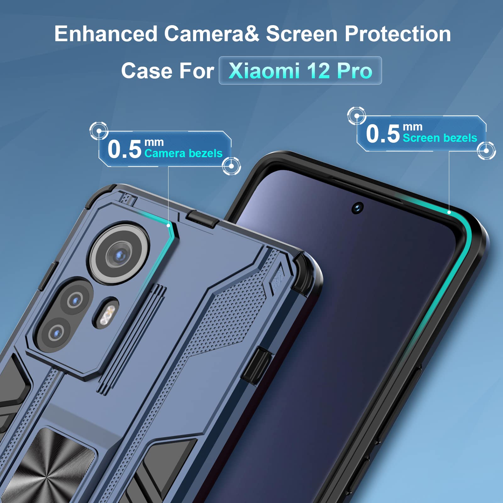 Funda para Xiaomi Redmi Note 15 Pro 5G, Carcasa Antigolpes con Soporte anular metálico, Case Protectora de Grado Militar, Azul — view 520