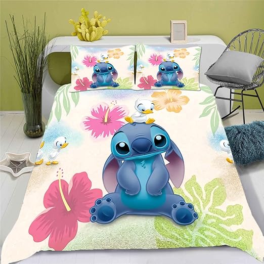 RANJIMA Kinder Bettwäsche Set - Lustiger 3D Anime Druck, Baumwolle 135x200 Cm + Kissen 80x80 Cm - Perfekt Für Jungen Und Mädchen