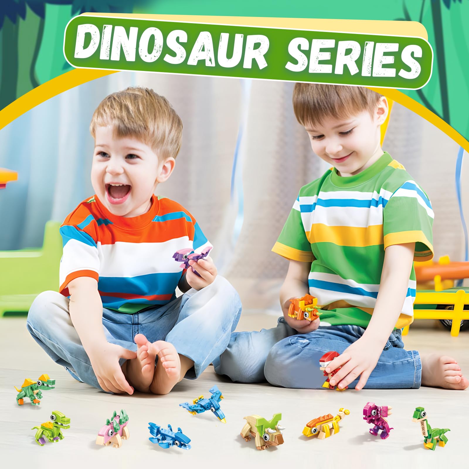 HA BIN Set Mini Blocchi Dinosauro – Giocattolo Creativo per Bambini 4-12 Anni, Regalo Compleanno, Natale e Pasqua, Attività Educativa e Costruzione