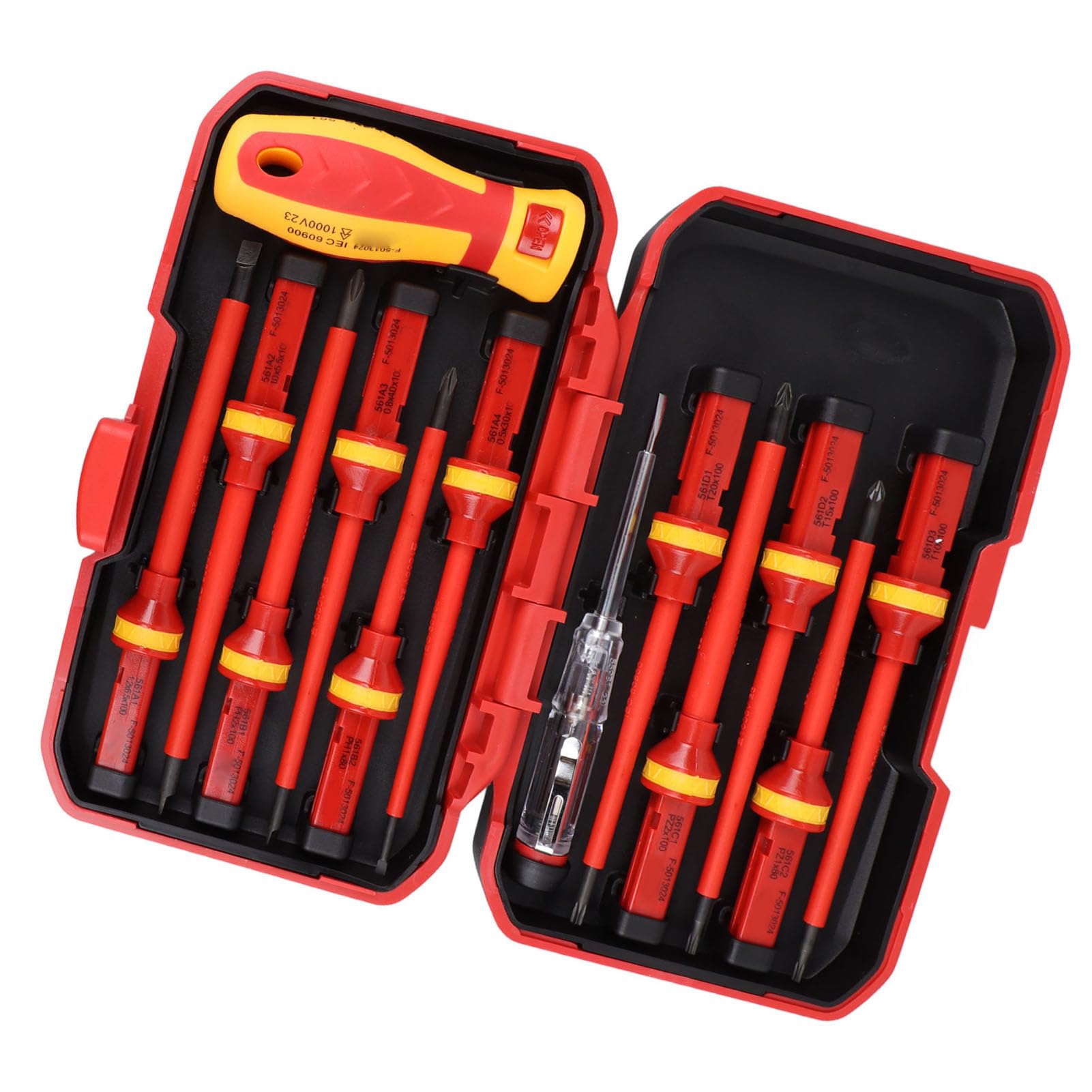 Juego de Destornilladores Aislados, Juego de Destornilladores de Electricista Aislados Profesionales de 1000V, Destornillador Torx Pozidriv Ranurado Phillips Magnético de 13 Piezas